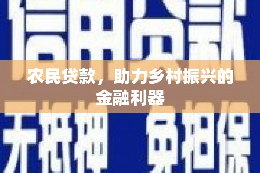 河南农民贷款，助力乡村振兴的金融利器