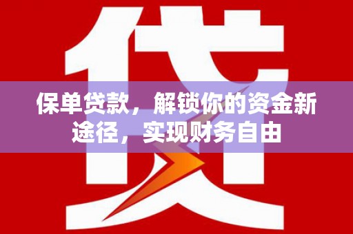 河南保单贷款，解锁你的资金新途径，实现财务自由